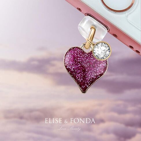 ELISE & FONDA CP142 منفذ شحن USB مضاد للغبار قابس صغير على شكل قلب الحب قلادة هاتف لهاتف iPhone 11/ XS MAX/XR/X/8 Plus/7/6S/7/SE iPad iPod (وردي فاقع) in Saudi Arabia