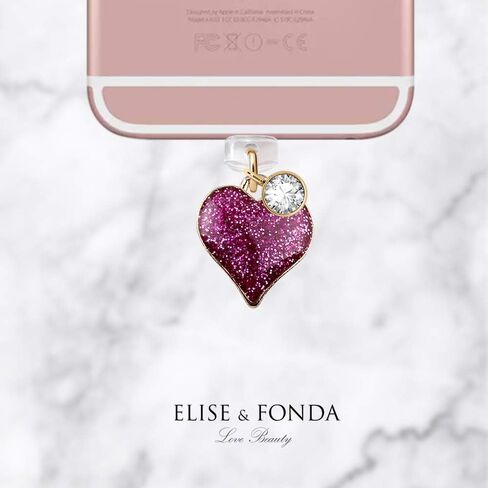 ELISE & FONDA CP142 منفذ شحن USB مضاد للغبار قابس صغير على شكل قلب الحب قلادة هاتف لهاتف iPhone 11/ XS MAX/XR/X/8 Plus/7/6S/7/SE iPad iPod (وردي فاقع) in Saudi Arabia
