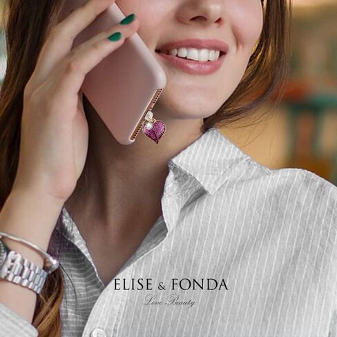 ELISE & FONDA CP142 منفذ شحن USB مضاد للغبار قابس صغير على شكل قلب الحب قلادة هاتف لهاتف iPhone 11/ XS MAX/XR/X/8 Plus/7/6S/7/SE iPad iPod (وردي فاقع) in Saudi Arabia