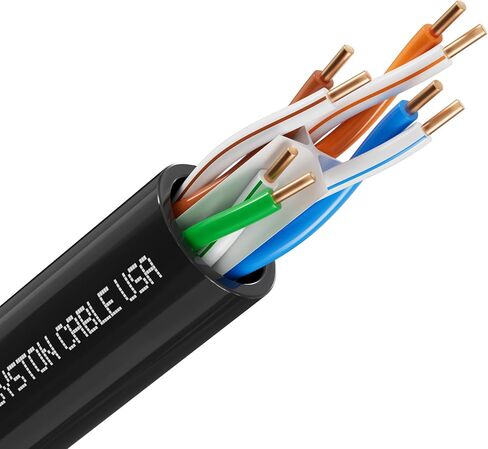 كابل شبكة Cat 6A+ Ethernet، سلك نحاسي صلب 700 ميجاهرتز 23AWG خارجي/داخلي، لا ينتهي 100/250/500/1000 قدم متاح، تصنيف مقاوم للحرارة (100 قدم، CMR، أسود-CMR) in Kuwait