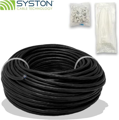 كابل شبكة Cat 6A+ Ethernet، سلك نحاسي صلب 700 ميجاهرتز 23AWG خارجي/داخلي، لا ينتهي 100/250/500/1000 قدم متاح، تصنيف مقاوم للحرارة (100 قدم، CMR، أسود-CMR) in Kuwait