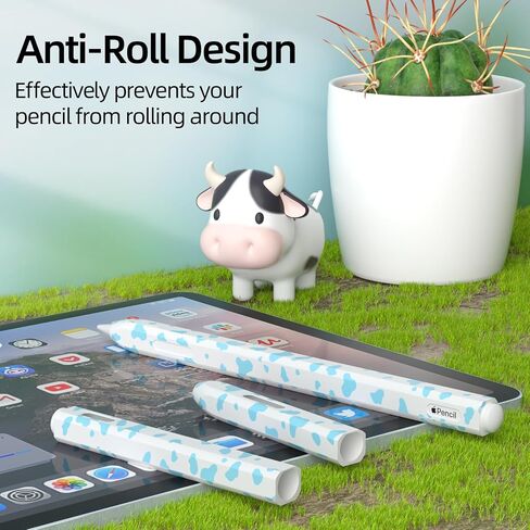 Cow Print Pencil Case for Apple Pencil Pro/Apple Pencil 2nd Generation Case, Comfortable Grip, Side Thin Silicone Sleeve, Support Magnetic Attachment. (Black) in Saudi Arabia