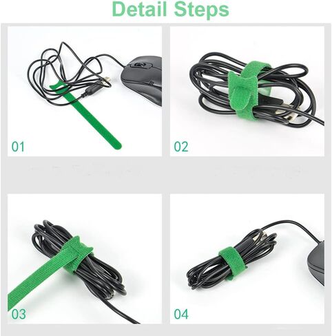 80PCS Reusable Fastening Cable Ties with Hook and Loop, Adjustable Cord organizer Ties for Computer/TV/Electronics, 4 Sizes 4/6/8/12 inch and 7 Colors in Kuwait