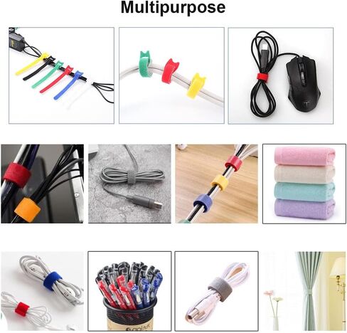 80PCS Reusable Fastening Cable Ties with Hook and Loop, Adjustable Cord organizer Ties for Computer/TV/Electronics, 4 Sizes 4/6/8/12 inch and 7 Colors in Kuwait
