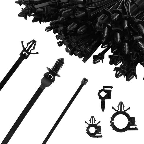 150 قطعة من مشابك توجيه نول سلك السيارة، ربطة عنق بسحاب لكابل التثبيت بالدفع، مشبك تثبيت الدفع التلقائي، دبوس دفع من النايلون عالي التحمل، 3 أربطة كابل تثبيت بالدفع بأحجام مختلفة، استبدال لـ GM 12040984 in Kuwait