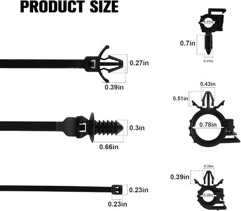 150 قطعة من مشابك توجيه نول سلك السيارة، ربطة عنق بسحاب لكابل التثبيت بالدفع، مشبك تثبيت الدفع التلقائي، دبوس دفع من النايلون عالي التحمل، 3 أربطة كابل تثبيت بالدفع بأحجام مختلفة، استبدال لـ GM 12040984 in Kuwait
