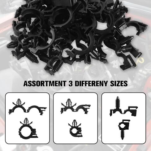 150 قطعة من مشابك توجيه نول سلك السيارة، ربطة عنق بسحاب لكابل التثبيت بالدفع، مشبك تثبيت الدفع التلقائي، دبوس دفع من النايلون عالي التحمل، 3 أربطة كابل تثبيت بالدفع بأحجام مختلفة، استبدال لـ GM 12040984 in Kuwait