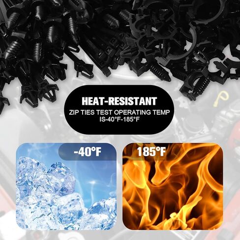 150 قطعة من مشابك توجيه نول سلك السيارة، ربطة عنق بسحاب لكابل التثبيت بالدفع، مشبك تثبيت الدفع التلقائي، دبوس دفع من النايلون عالي التحمل، 3 أربطة كابل تثبيت بالدفع بأحجام مختلفة، استبدال لـ GM 12040984 in Kuwait