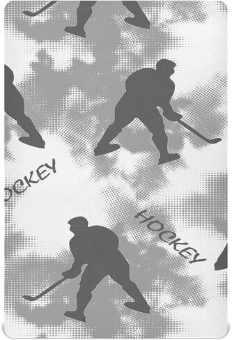 Pfrewn Crib Sheets for Boys Girls Hockey Player Pattern Fitted Crib Sheet Fits Standard Crib Mattress Pads Stretch Soft Toddler Baby Sheet, 52x28x9IN in Saudi Arabia
