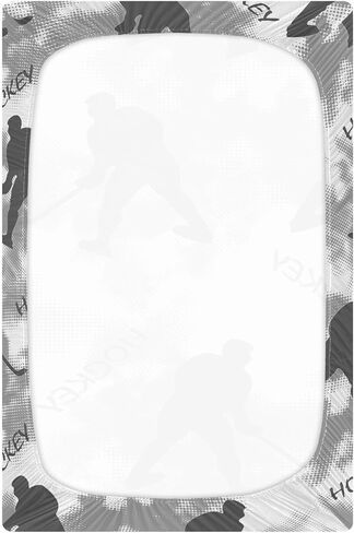 Pfrewn Crib Sheets for Boys Girls Hockey Player Pattern Fitted Crib Sheet Fits Standard Crib Mattress Pads Stretch Soft Toddler Baby Sheet, 52x28x9IN in Saudi Arabia