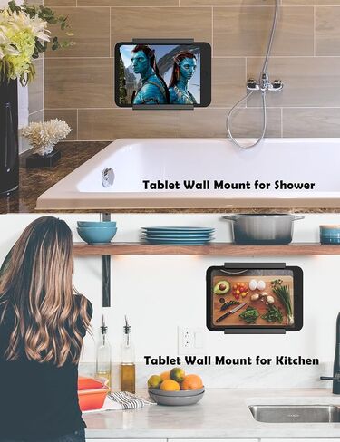 Wall Mount for ipad Tablet Wall Holder Compatible with Kindle/E-Reader Phone Wall Mount Fit for Use in Kitchen/Bathroom/Study Room (Black) in Saudi Arabia