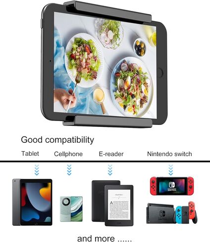 Wall Mount for ipad Tablet Wall Holder Compatible with Kindle/E-Reader Phone Wall Mount Fit for Use in Kitchen/Bathroom/Study Room (Black) in Saudi Arabia