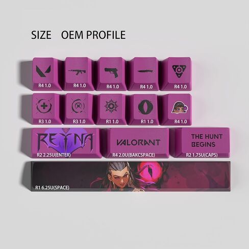 Valorant Custom Keycaps OEM Profile 14keys PBT Dye Sub Keycap مجموعة للوحات المفاتيح الميكانيكية، ملحقات ألعاب هدايا Valorant للاعبين (رينا) in Saudi Arabia