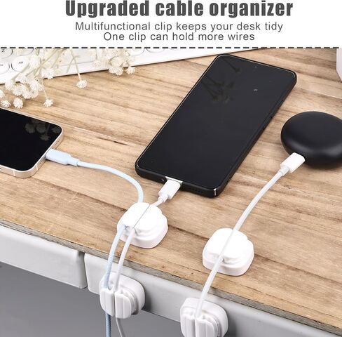 3pcs Cord Organizer, 3-in-1 Cable Clips Holder Adhesive Cable Management Clips Adjustable Spring Wire Organizer Keeper Accessories for Charger Wire USB Cord Home Office Car Desk Phone (Black) in Saudi Arabia