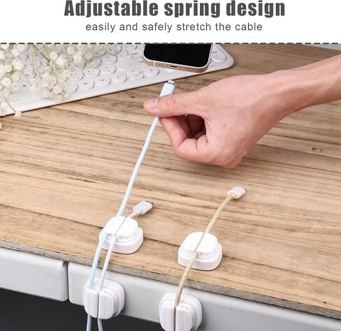 3pcs Cord Organizer, 3-in-1 Cable Clips Holder Adhesive Cable Management Clips Adjustable Spring Wire Organizer Keeper Accessories for Charger Wire USB Cord Home Office Car Desk Phone (Black) in Saudi Arabia