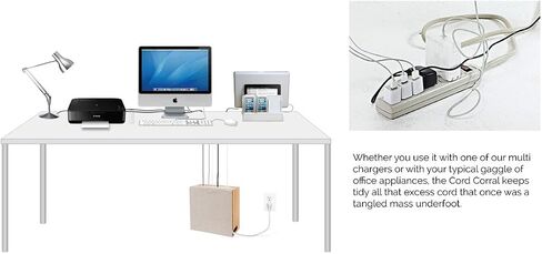 G.U.S. Cord Corral and Cable Organizer with 6-Magnetically Secured Cord Spindles -Zen Collection, Made of Eco-Friendly Bamboo with 8 A/C + 3-Port USB Power Strip in Saudi Arabia