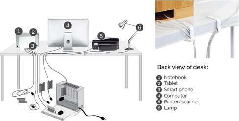 G.U.S. Cord Corral and Cable Organizer with 6-Magnetically Secured Cord Spindles -Zen Collection, Made of Eco-Friendly Bamboo with 8 A/C + 3-Port USB Power Strip in Saudi Arabia