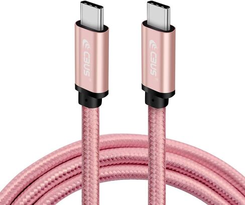 CBUS 10ft Heavy-Duty Braided USB C to C Fast Charging Cable Compatible with iPhone 15/Pro/Max/Plus, iPad Pro/Air, Samsung S24/S23/S22/S21 Ultra, Motorola, Pixel, TCL - USB Type C Cord (Pink Rose Gold) in Kuwait