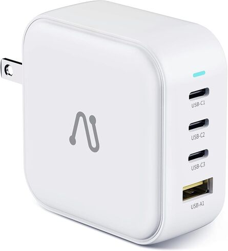 100W USB C Charger, 4-Port GaN PD PPS Fast USB Wall Charger Block, Portable Foldable Multiple Ports Power Adapter for Macbook, Laptop, iPad, iPhone, Samsung, and More-White in Saudi Arabia