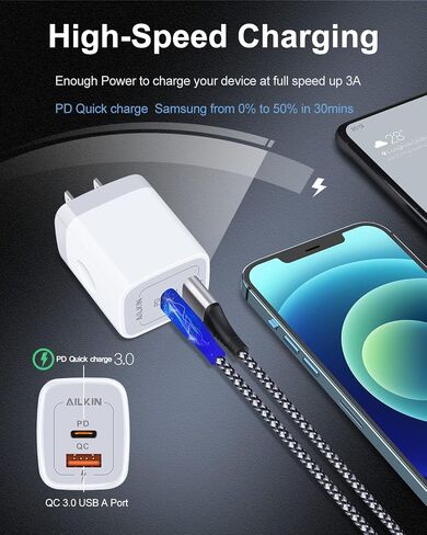 New iPhone Charger Block, USB C Wall Charger, 20W PD Type C Brick Fast Charge for iPhone 11 12 13 14 Pro Max SE 10 X XS 8 Plus, Plug USB Power Supply Adapter USBC Charging Cube High-Speed USB-C Box in Saudi Arabia