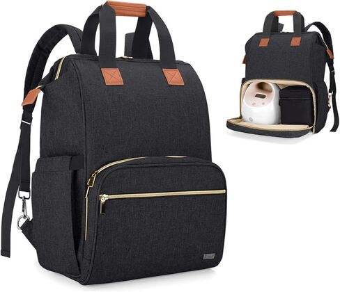 Teamoy Breast Pump Bag Compatible with Spectra S1,S2, Medela and Cooler Bag, Convertible Breast Pump Tote and Backpack with Laptop Sleeve for Working Moms, Black in Saudi Arabia