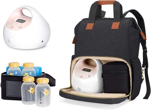 Teamoy Breast Pump Bag Compatible with Spectra S1,S2, Medela and Cooler Bag, Convertible Breast Pump Tote and Backpack with Laptop Sleeve for Working Moms, Black in Saudi Arabia
