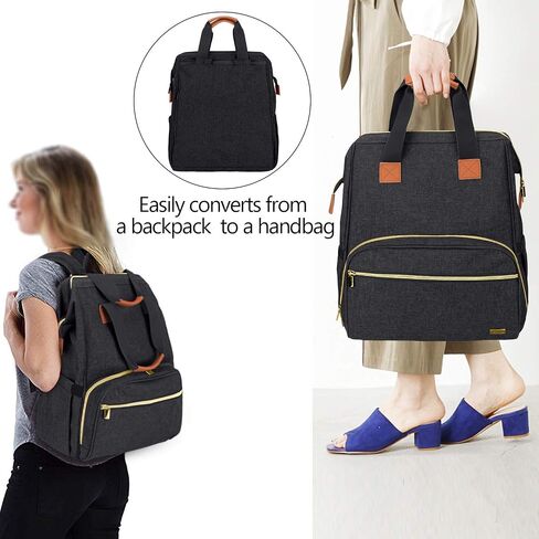 Teamoy Breast Pump Bag Compatible with Spectra S1,S2, Medela and Cooler Bag, Convertible Breast Pump Tote and Backpack with Laptop Sleeve for Working Moms, Black in Saudi Arabia