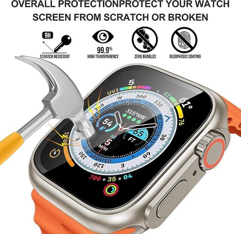 2 合 1 watch protector 9H Tempered Glass Screen Protector + Hard PC ，compatibility Apple Watch Series 9 8 7 45mm，Ultra-thin, ultra-protective, scratch-resistant iwatch 45mm accessory in Saudi Arabia