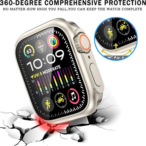 2 合 1 watch protector 9H Tempered Glass Screen Protector + Hard PC ，compatibility Apple Watch Series 9 8 7 45mm，Ultra-thin, ultra-protective, scratch-resistant iwatch 45mm accessory in Saudi Arabia
