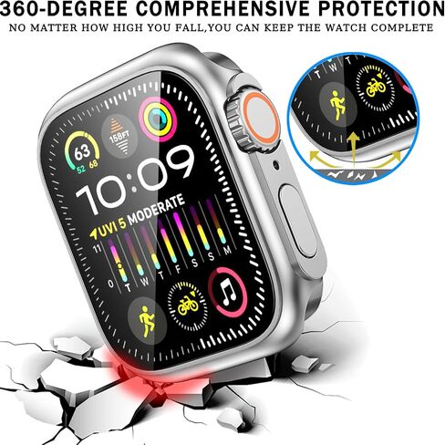 2 合 1 watch protector 9H Tempered Glass Screen Protector + Hard PC ，compatibility Apple Watch Series 9 8 7 45mm，Ultra-thin, ultra-protective, scratch-resistant iwatch 45mm accessory in Saudi Arabia