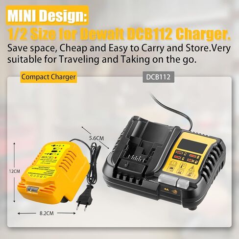 Mini Battery Charger Replacement for Dewalt DCB112 DCB107 DCB105, Compatible with Dewallt 20V 60V Max Battery DCB200 DCB204 DCB206 DCB606 (No Battery) in Kuwait