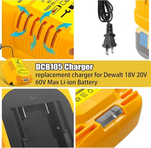 Mini Battery Charger Replacement for Dewalt DCB112 DCB107 DCB105, Compatible with Dewallt 20V 60V Max Battery DCB200 DCB204 DCB206 DCB606 (No Battery) in Kuwait