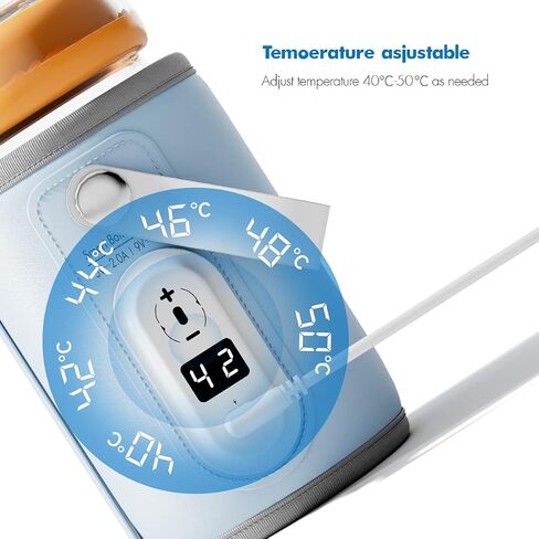 Portable Bottle Warmer, Baby Milk Heat Keeper with LED Display, USB Warmer Bottle for Car Travel, Blue Bottles Warmers on The go in Saudi Arabia