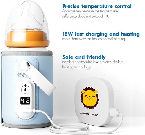 Portable Bottle Warmer, Baby Milk Heat Keeper with LED Display, USB Warmer Bottle for Car Travel, Blue Bottles Warmers on The go in Saudi Arabia