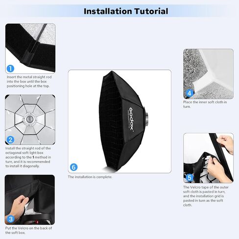 Godox 47.2''/120cm Bowens Mount Octagon SoftBox with Honeycomb Grid for Godox LED Studio Video Light - Soft Light Effect, Suitable for Studio Photography in Saudi Arabia