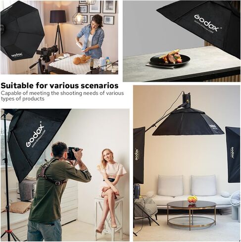 Godox 47.2''/120cm Bowens Mount Octagon SoftBox with Honeycomb Grid for Godox LED Studio Video Light - Soft Light Effect, Suitable for Studio Photography in Saudi Arabia