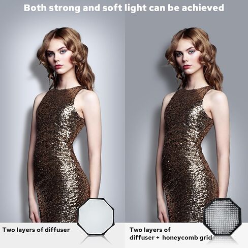 Godox 47.2''/120cm Bowens Mount Octagon SoftBox with Honeycomb Grid for Godox LED Studio Video Light - Soft Light Effect, Suitable for Studio Photography in Saudi Arabia