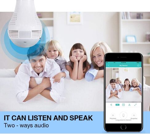 Light Bulb Camera Wifi 1080P HD 360 Fisheye Wireless Security Camera Home LED Light Cameras Motion Detection Night Vision in Saudi Arabia
