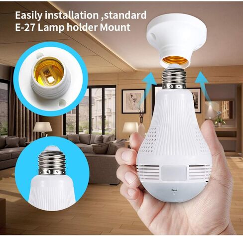 Light Bulb Camera Wifi 1080P HD 360 Fisheye Wireless Security Camera Home LED Light Cameras Motion Detection Night Vision in Saudi Arabia