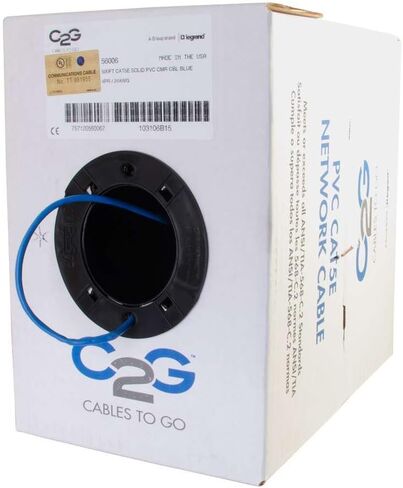 كابل C2G 56006 Cat5e السائب - كابل شبكة إيثرنت غير محمي مع موصلات صلبة، تصنيف Riser CMR، متوافق مع TAA، أزرق (500 قدم، 152.4 متر) (صنع في الولايات المتحدة الأمريكية) in Saudi Arabia