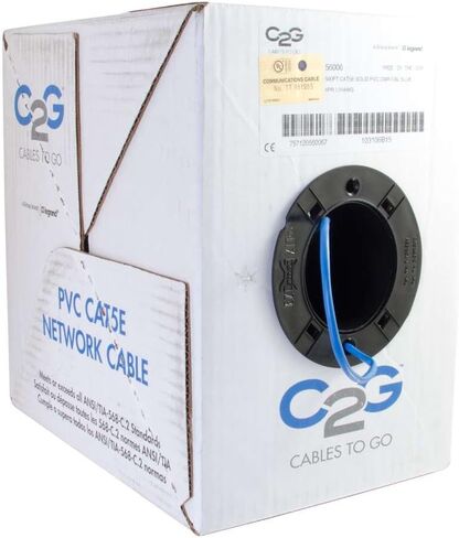 كابل C2G 56006 Cat5e السائب - كابل شبكة إيثرنت غير محمي مع موصلات صلبة، تصنيف Riser CMR، متوافق مع TAA، أزرق (500 قدم، 152.4 متر) (صنع في الولايات المتحدة الأمريكية) in Saudi Arabia