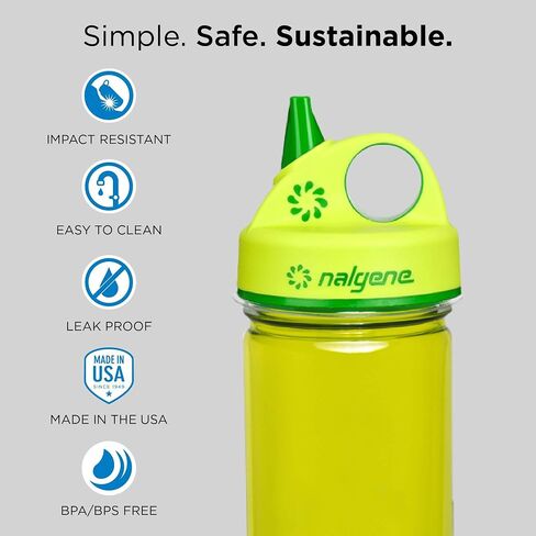 زجاجات مياه Nalgene Grip-N-Gulp، كوب مضاد للتسرب، متين، خالٍ من BPA وBPS، آمن للاستخدام في غسالة الأطباق، قابل لإعادة الاستخدام ومستدام، 12 أونصة in Saudi Arabia