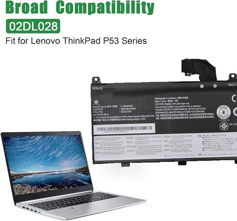 02DL028 استبدال بطارية الكمبيوتر المحمول لينوفو ثينك باد P53 سلسلة الكمبيوتر المحمول L18M6P90 SB10K97664 02DL029 L18C6P90 SB10K97665 5B10W13901 5B10W13902 أسود 11.25 فولت 90 وات 8000 مللي أمبير في الساعة in Saudi Arabia