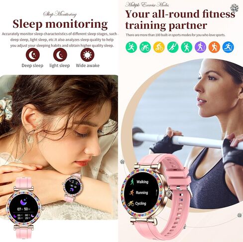 Smart Watch for Women(Answer/Make Calls), 5ATM Waterproof Fitness Watch Fitness Watch with Heart Rate/SpO2/Blood Pressure, Bluetooth Smartwatch for Android iPhone, with 2 Watch Bands (Gold) in Saudi Arabia