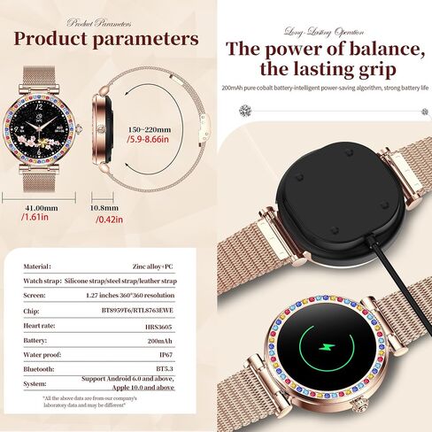 Smart Watch for Women(Answer/Make Calls), 5ATM Waterproof Fitness Watch Fitness Watch with Heart Rate/SpO2/Blood Pressure, Bluetooth Smartwatch for Android iPhone, with 2 Watch Bands (Gold) in Saudi Arabia