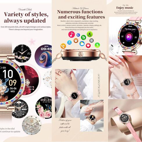Smart Watch for Women(Answer/Make Calls), 5ATM Waterproof Fitness Watch Fitness Watch with Heart Rate/SpO2/Blood Pressure, Bluetooth Smartwatch for Android iPhone, with 2 Watch Bands (Gold) in Saudi Arabia