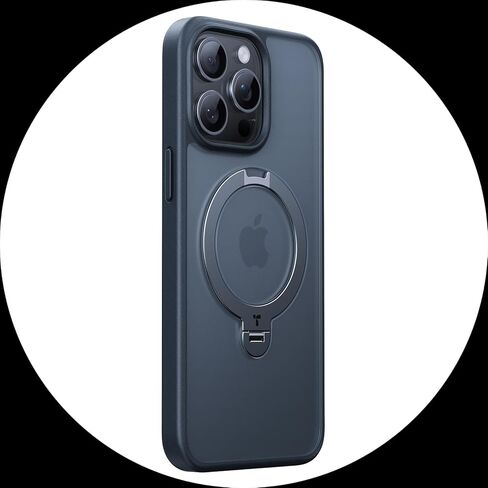TORRAS Upgraded 360° Spin Magnetic Stand for iPhone 13 Pro Max Case, [Fit for MagSafe] [Mil-Grade Shockproof ] [Sturdy Kickstand & Ring Holder] Translucent Slim Hard Back Soft Edge, Black, Ostand in Saudi Arabia