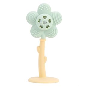 2 in 1 Sunflower Teether and Rattle Toy for Babies, 0-36 Months, BPA Free (Green)