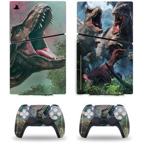 PS5 Slim Disc Console Decal Skin Dinosaur Vinyl Sticker Compatible with PS5 Slim Disk Console Controllers Wrap Skin T-Rex