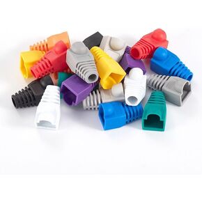 حذاء تخفيف إجهاد كابل شبكة إيثرنت PVC RJ45 الناعم يناسب CAT5 CAT5e CAT6 CAT6A، غطاء قابس موصل كابل مرمز بالألوان RJ45 لكابل LAN (100 حزمة متعددة 10 ألوان)